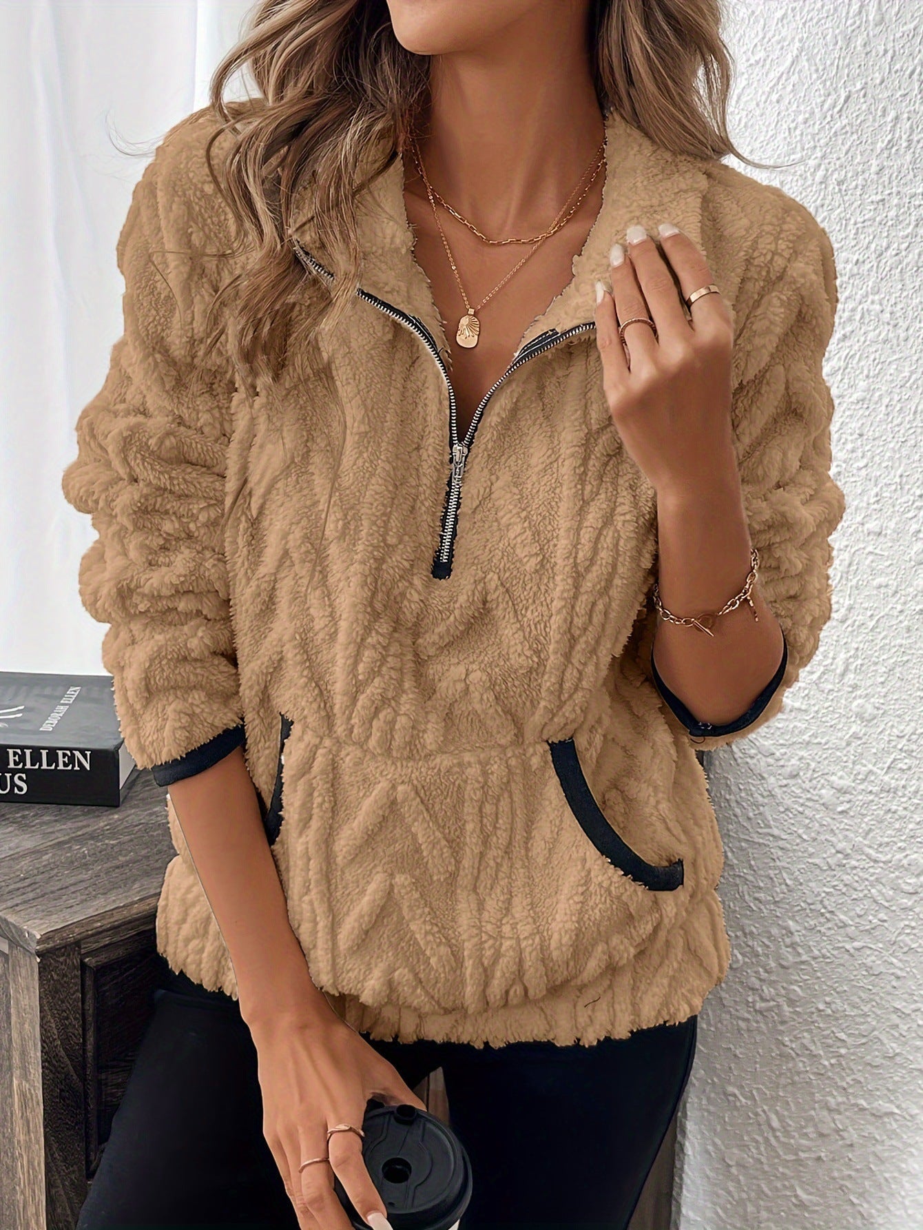 Damen weicher und bequemer Fleece-Pullover mit halbem Reißverschluss Krohn-e
