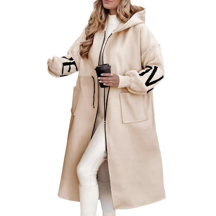 Damen Oversized Kapuzenmantel mit seitlichen Taschen und Reißverschluss Krohn-e
