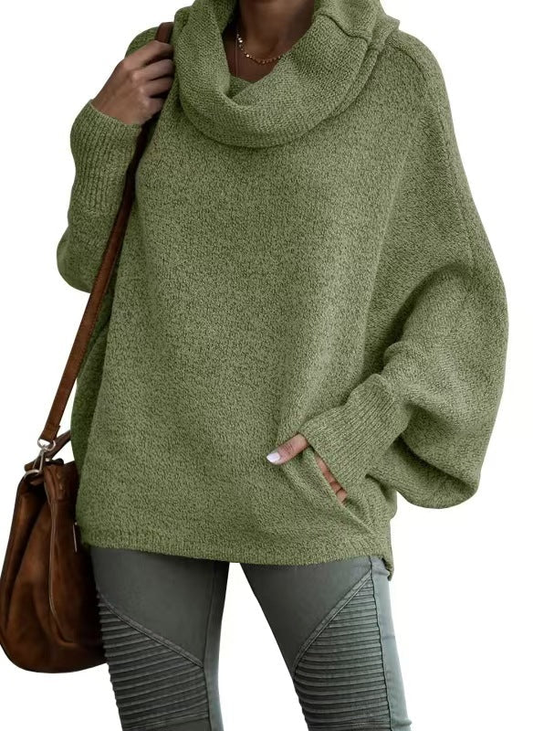 Damen lässiger Strickpullover mit weichem Stehkragen und weit geschnittenen Ärmeln Krohn-e