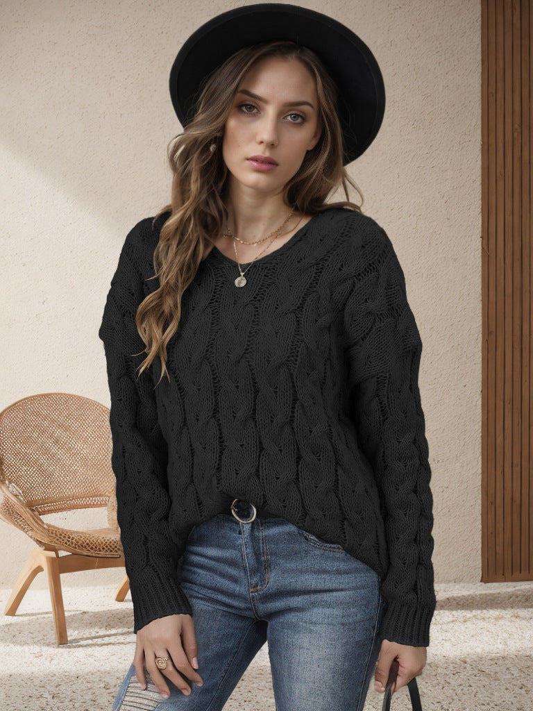 Damen Grobstrickpullover mit modernem Zopfdesign und weitem Schnitt Krohn-e