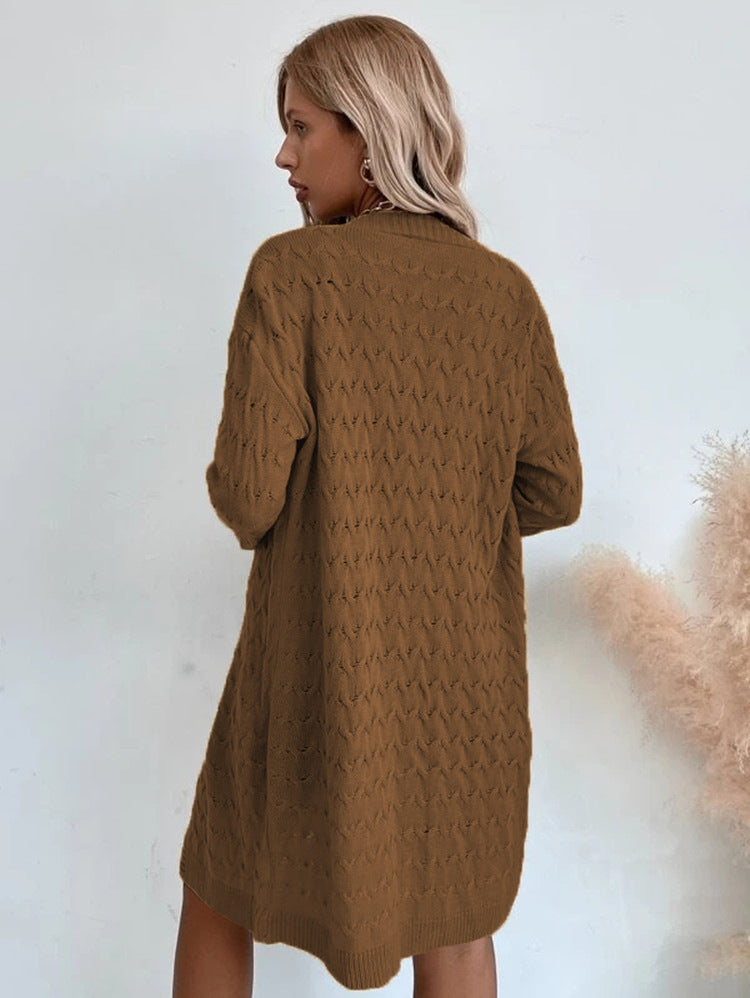 Damen Großer Strickmantel mit strukturiertem Muster und lässigem Schnitt Krohn-e