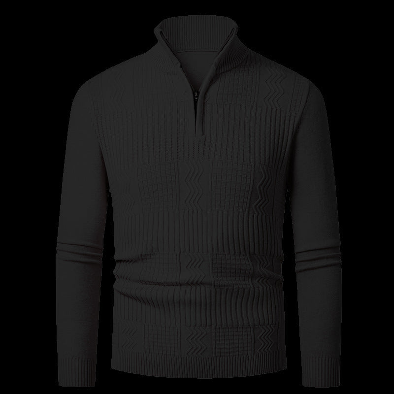 Herren Strickpullover mit modernem Reißverschluss und strukturierter Oberfläche Krohn-e