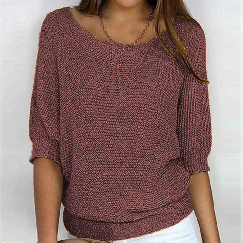 Krohn-e | Lässiger Strickpullover mit Weitem Ausschnitt Weich und Bequem Perfekt für Den Alltag