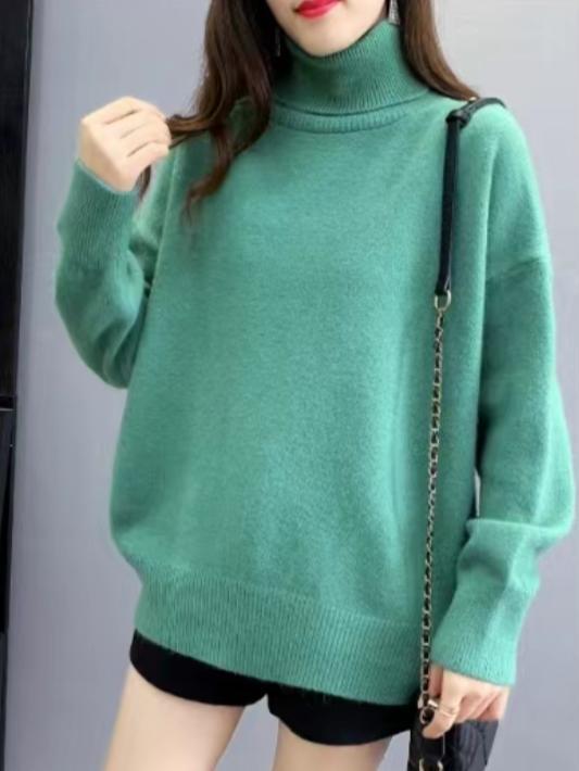 Damen Oversized Pullover mit hohem Kragen und Puffärmeln Krohn-e