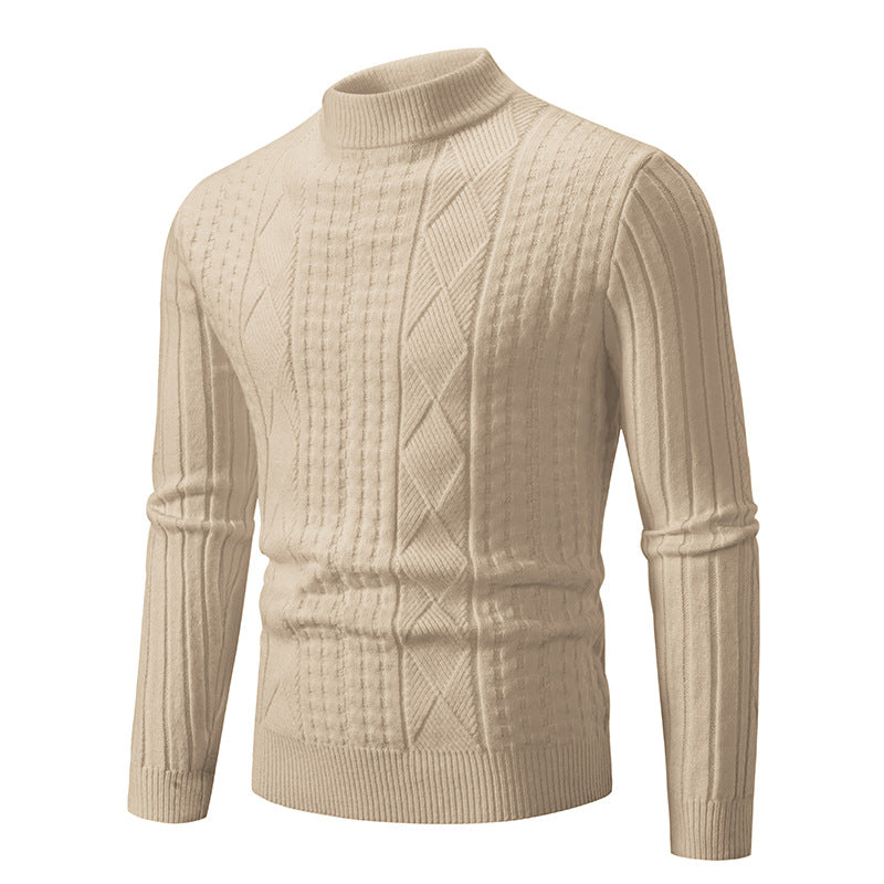 Herren Grobstrickpullover mit modernem Zopfmuster und hohem Kragen Krohn-e