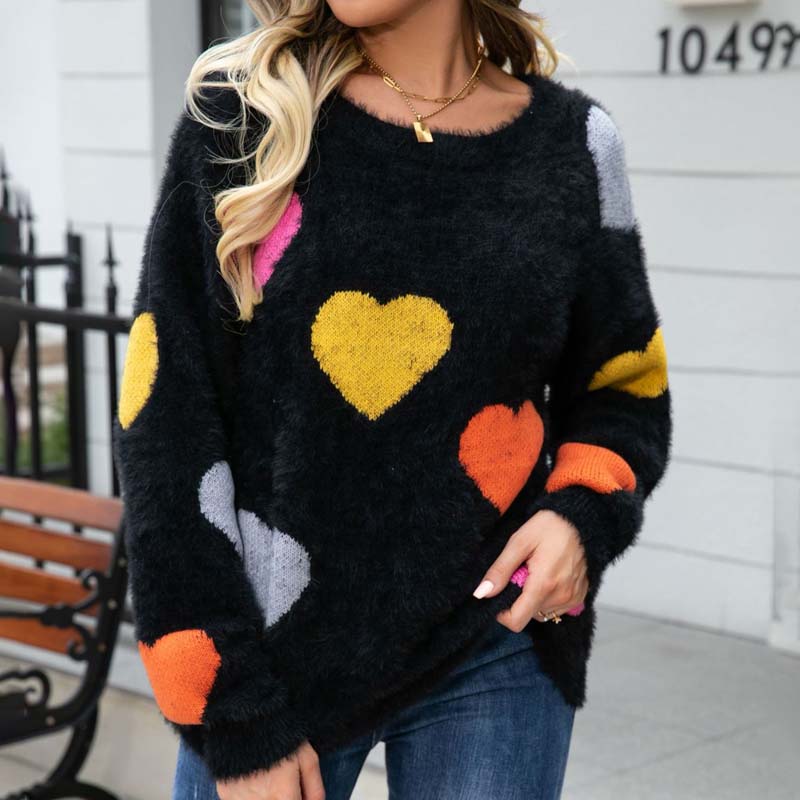 Krohn-e | Strickpullover Mit Süßem Herzmuster