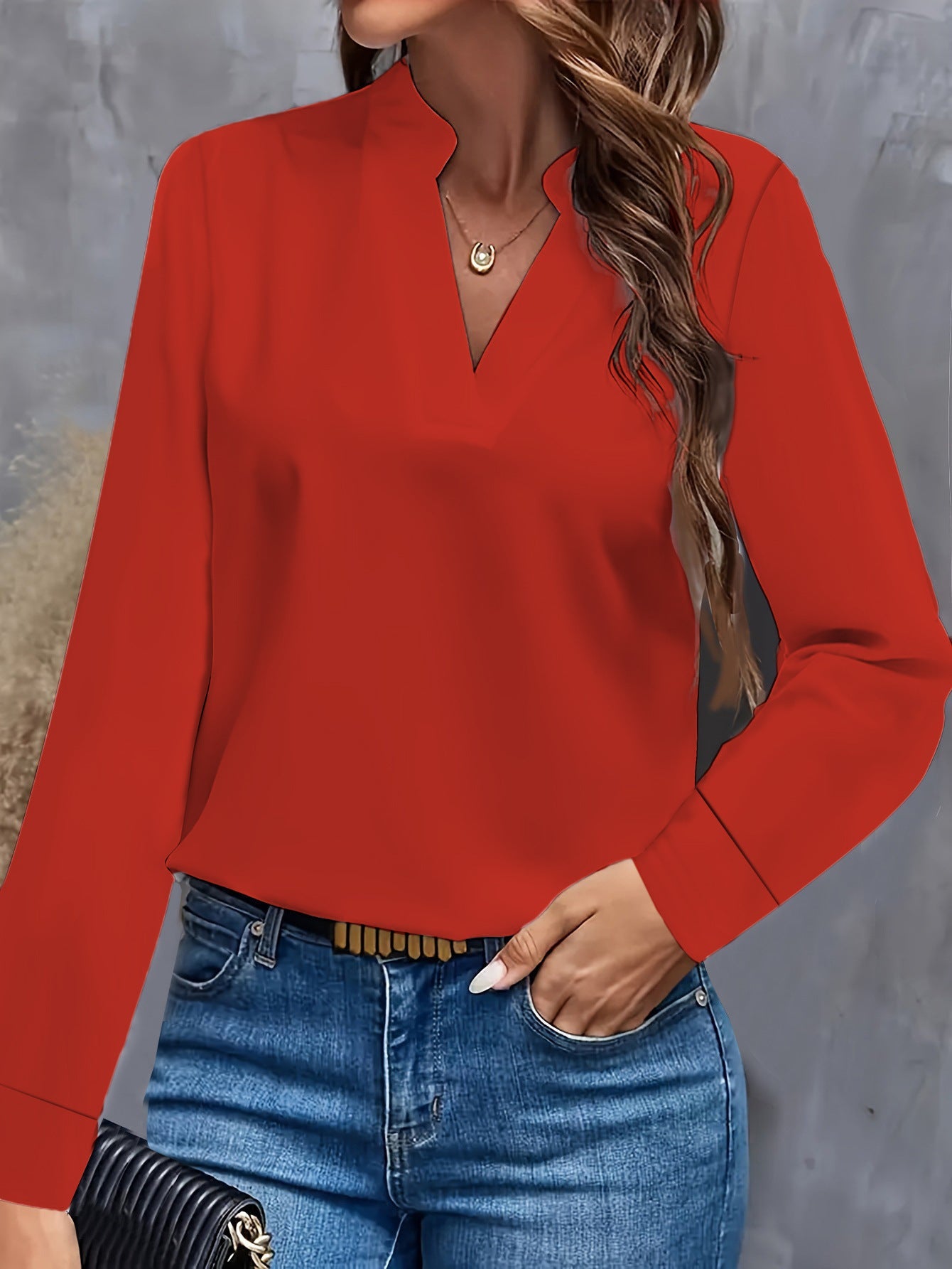 Damen Bluse mit Stehkragen und langen Ärmeln Krohn-e
