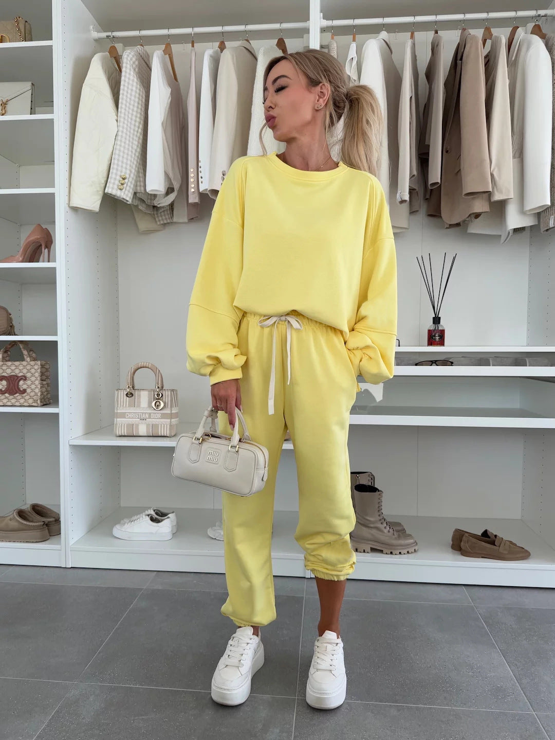 Damen Sportlicher Loungewear-Anzug mit elastischen Bündchen und weitem Schnitt Krohn-e