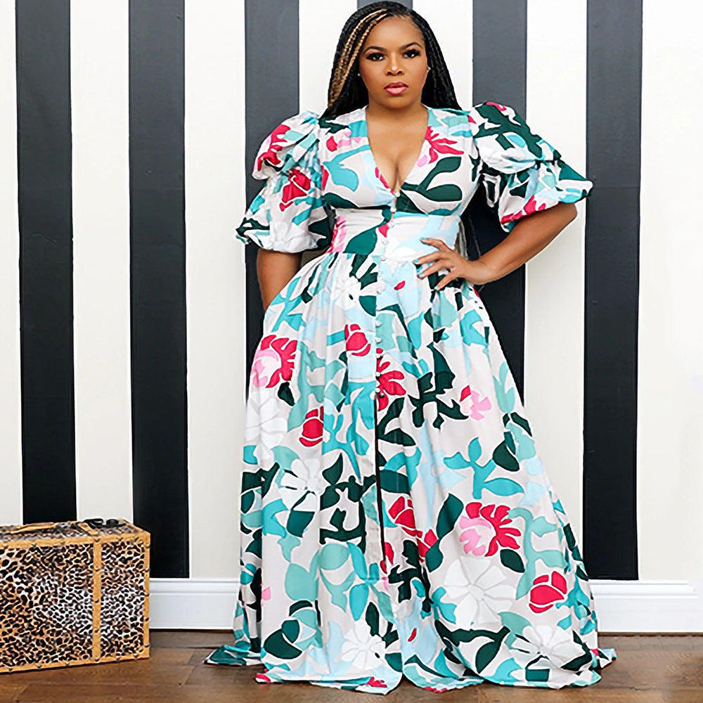 Eleganter langer Rock aus Stretch-Material mit Allover-Print