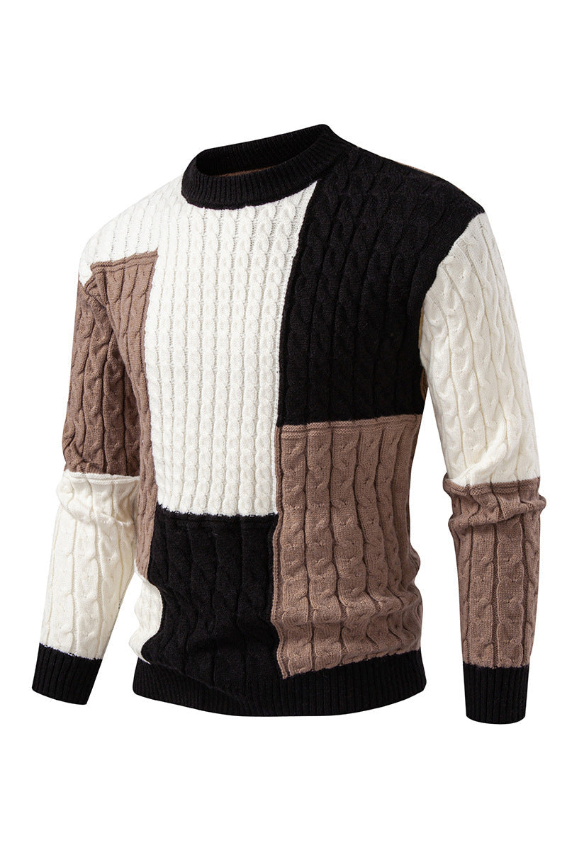 Herren modischer Strickpullover mit kreativer Farbblock-Optik Krohn-e
