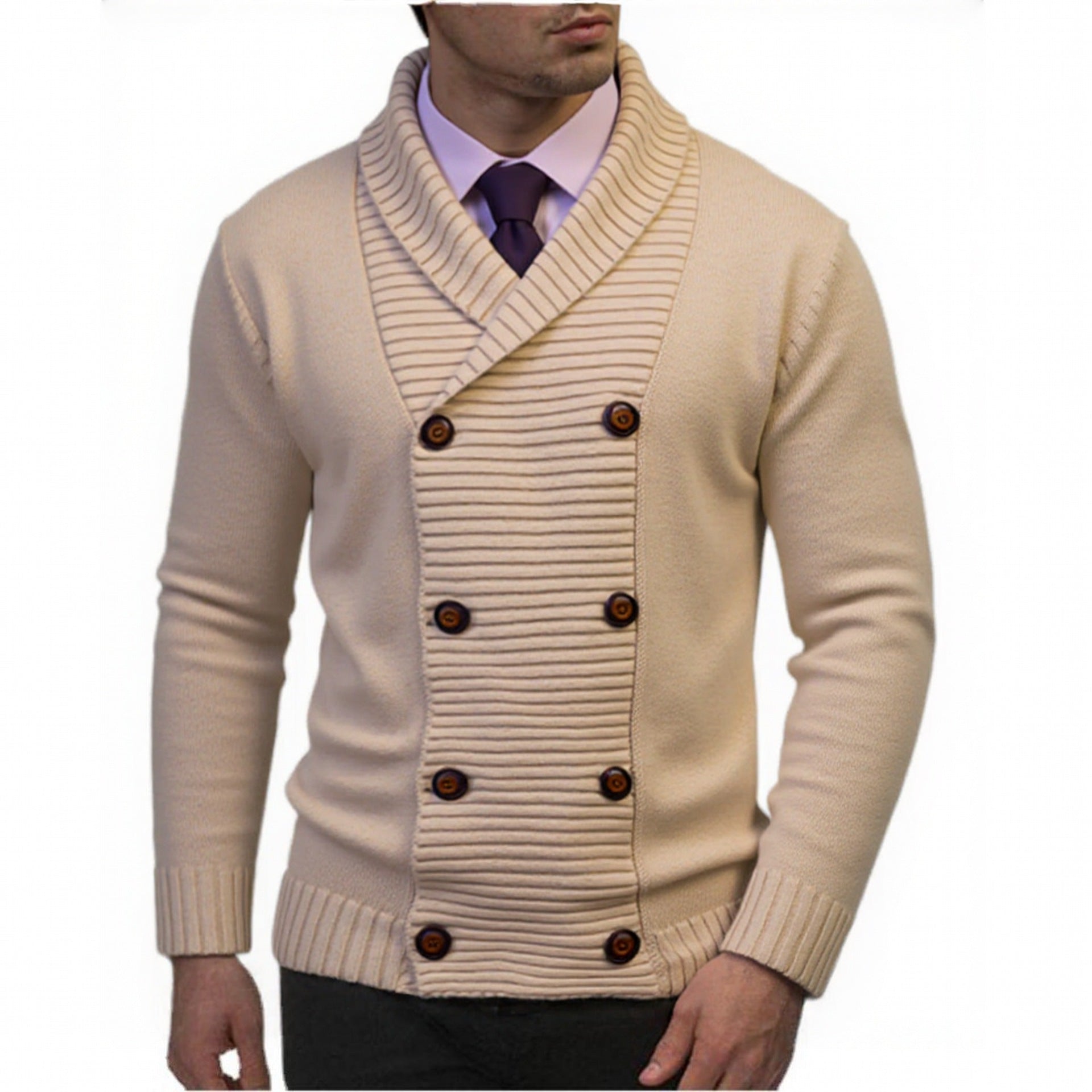 Herren modischer Strickpullover mit doppeltem Knopfverschluss und strukturiertem Design Krohn-e