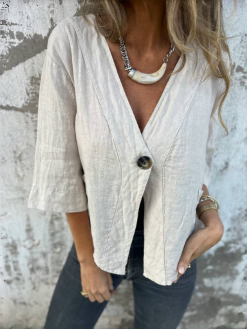 Damen Leichtes Leinenblazer mit kurzer Arm Krohn-e