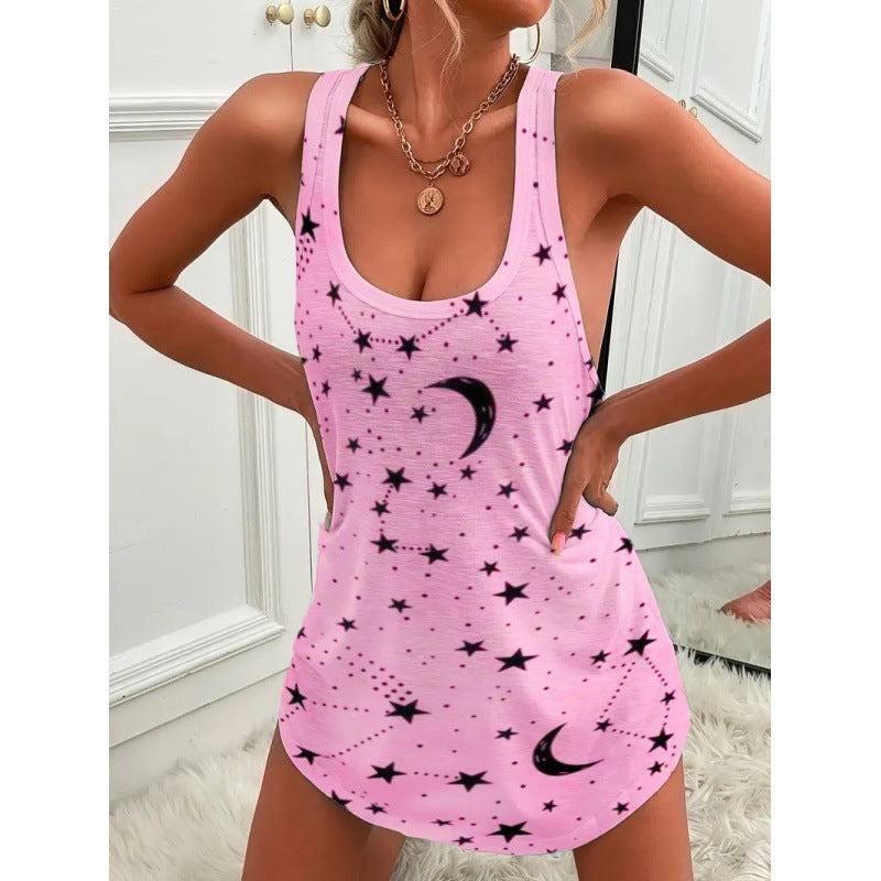 Damen luftiges Trägershirt mit Sternen- und Mondmotiv Krohn-e
