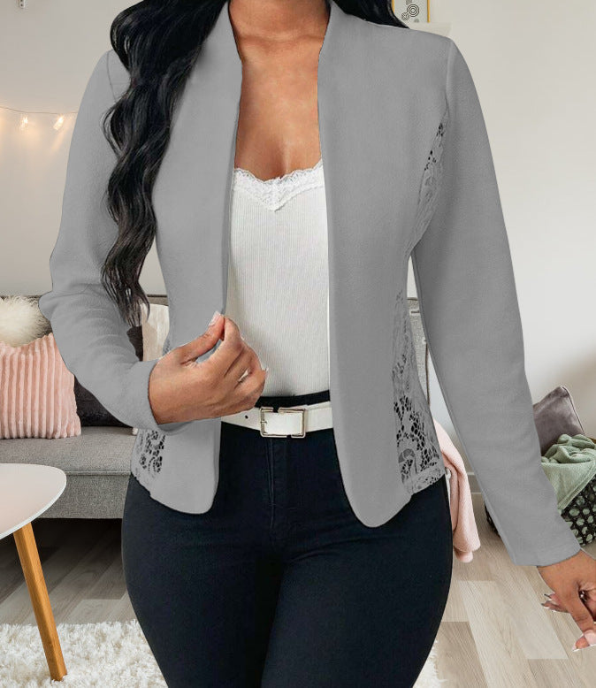 Damen elegante Blazerjacke mit Spitzenakzenten Krohn-e