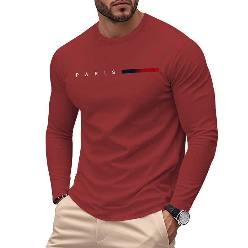 Herren Langarm T-Shirt mit modernem Paris-Druck und elastischem Saum Krohn-e