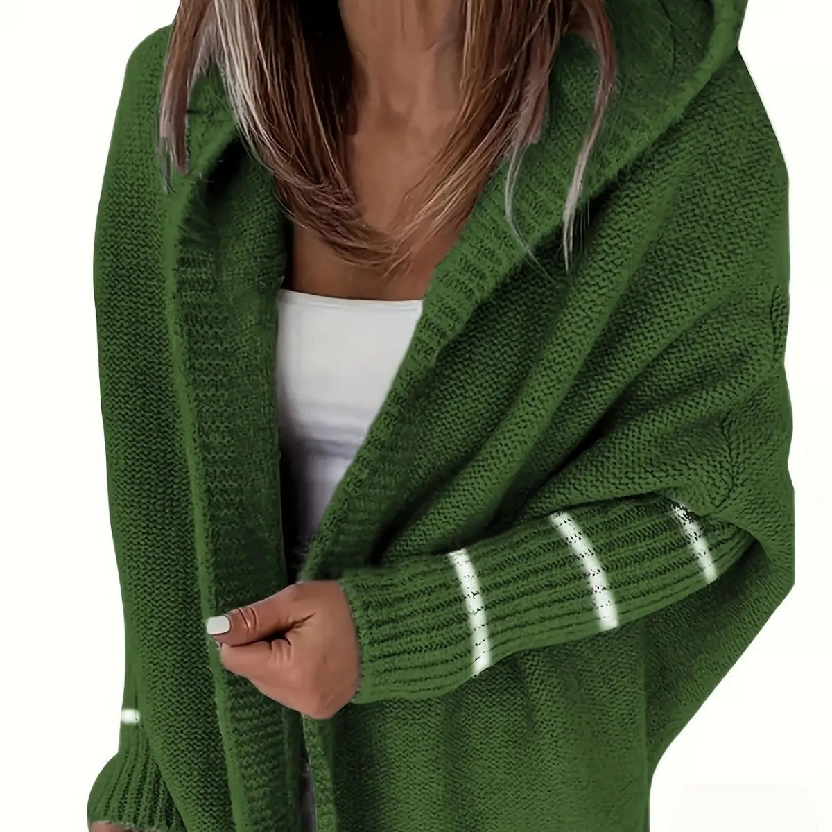 Damen Kuschelige Strickjacke mit Kapuzen und weit geschnittenem Design Krohn-e