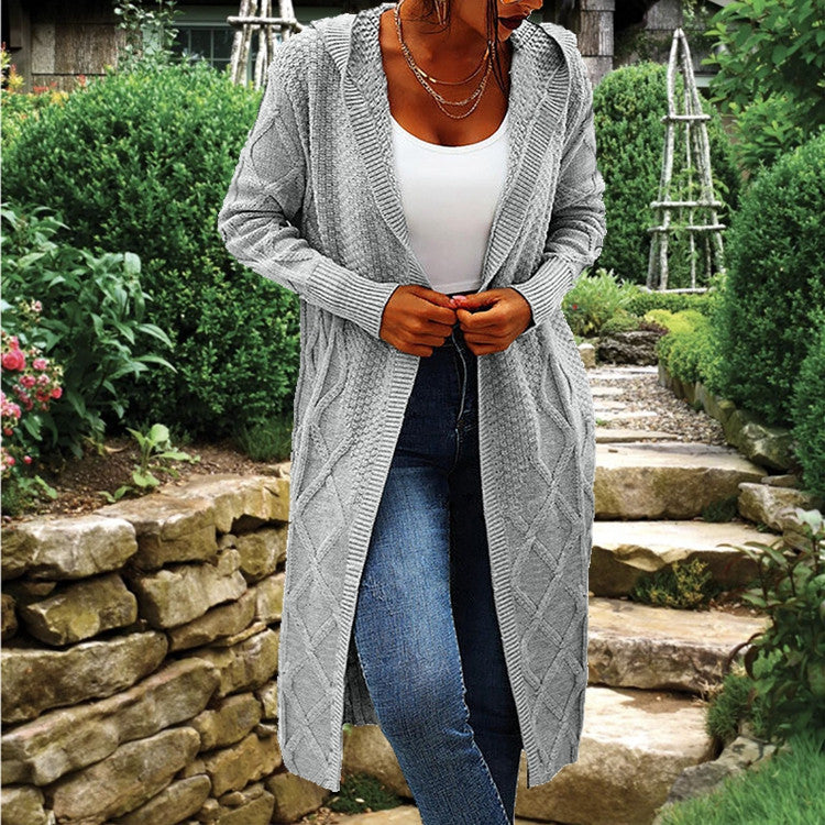 Damen Strick-Cardigan mit Kapuze und luxuriösem Zopfmuster Krohn-e