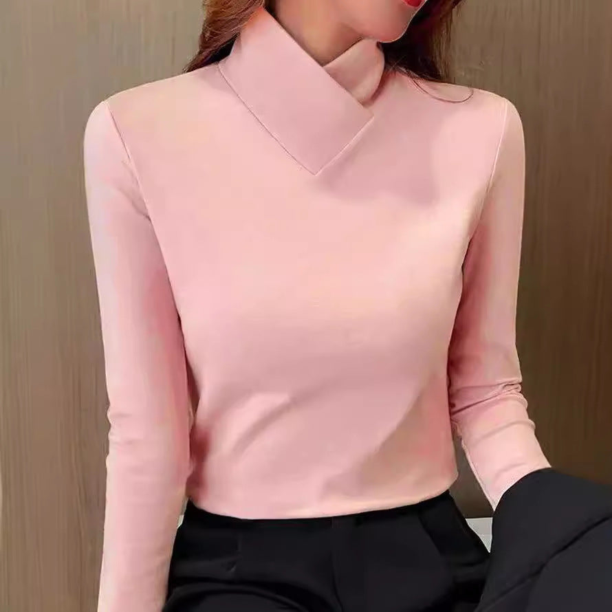 Krohn-e | Bluse mit Asymmetrischem Kragen Langarm-design Elegant und Modern