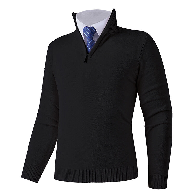 Herren Strickpullover mit modernem Reißverschluss und elastischem Saum Krohn-e