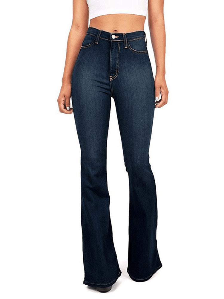 Damen Hoch taillierte Bootcut Jeans im eleganten zeitlosen Stil Krohn-e