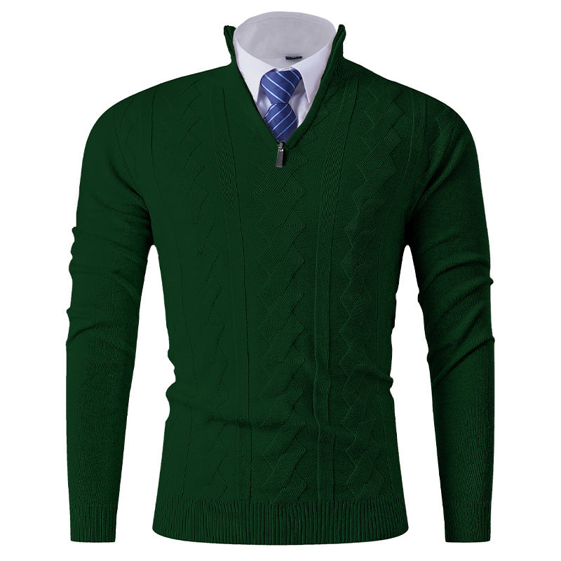 Herren eleganter Stehkragenpullover mit strukturiertem Zipper Krohn-e
