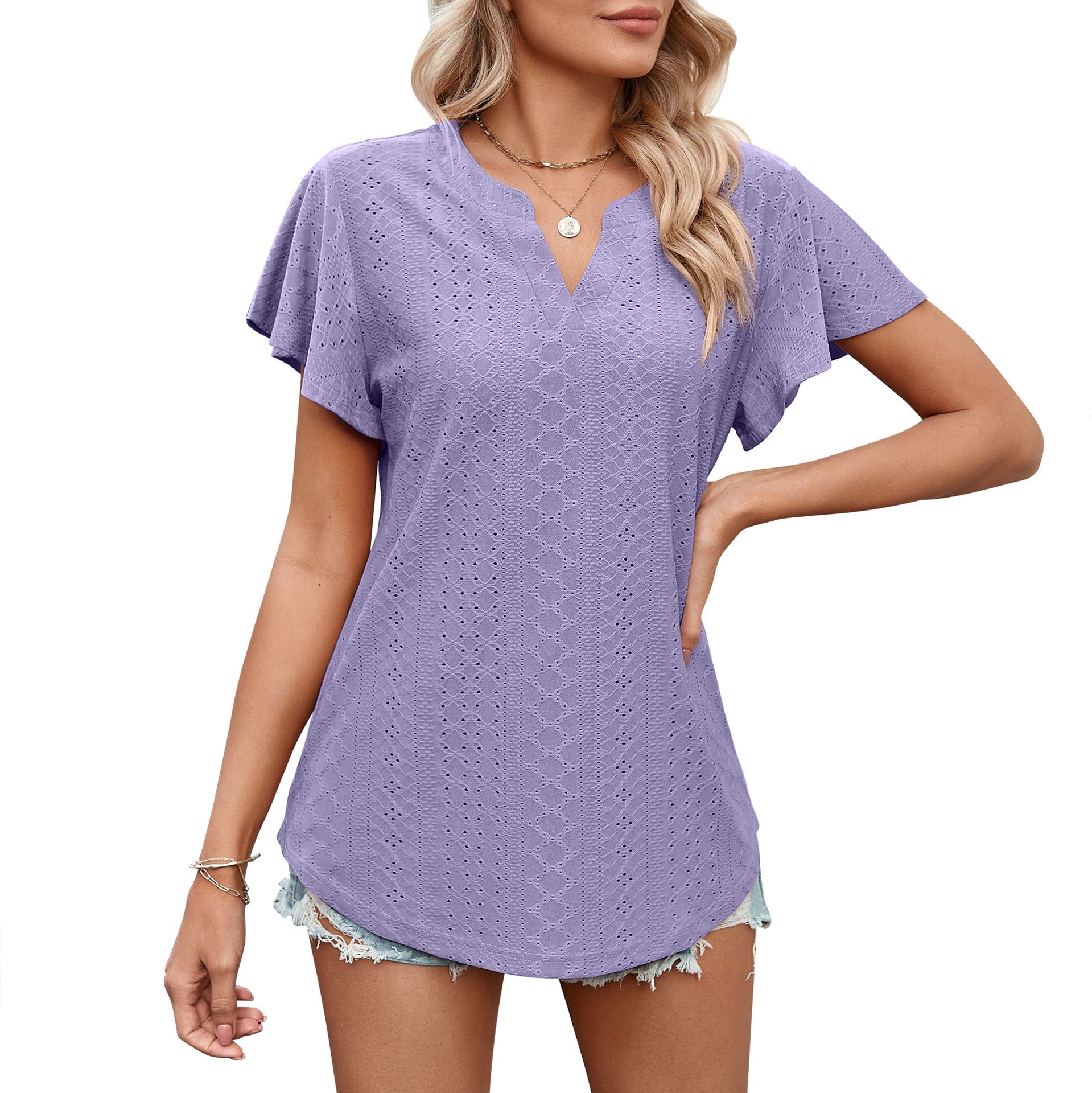 Damen Luftiges Blusenshirt mit effektvollem Lochmuster Krohn-e