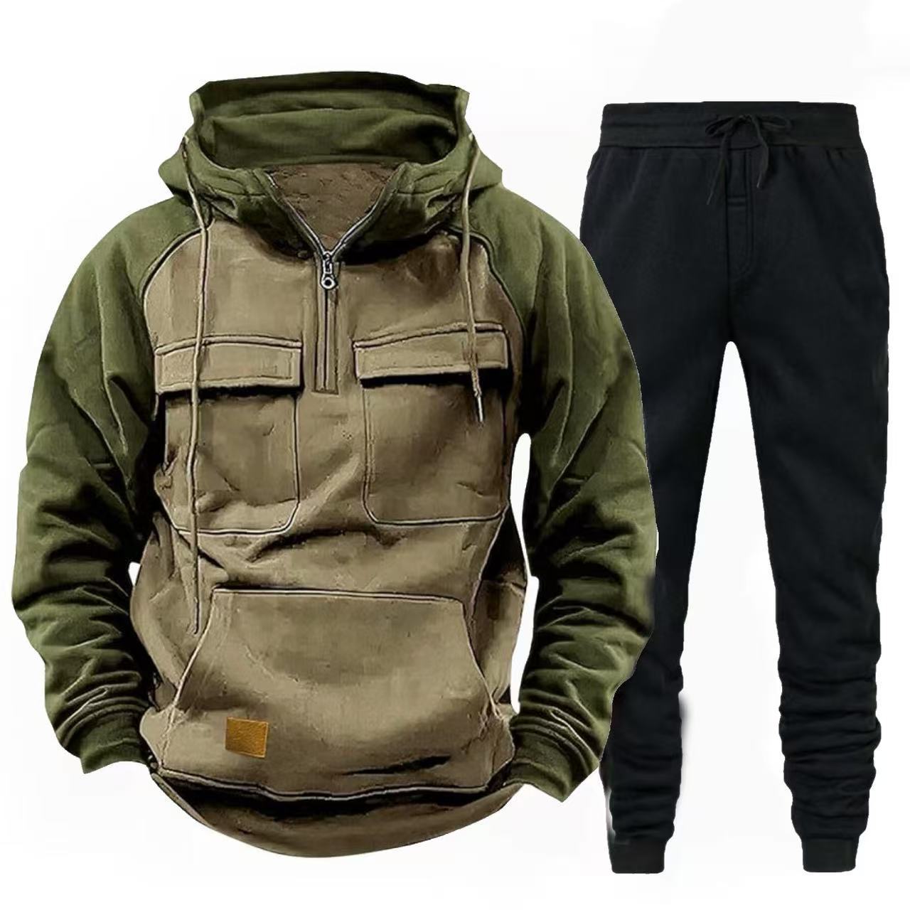 Herren funktionale Kapuzenjacke mit Reißverschluss und Jogginghose Krohn-e