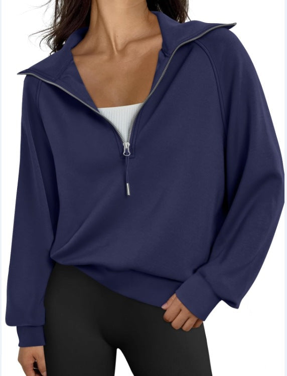 Damen lässiger Sweatpullover mit hohem Kragen und Reißverschluss Krohn-e