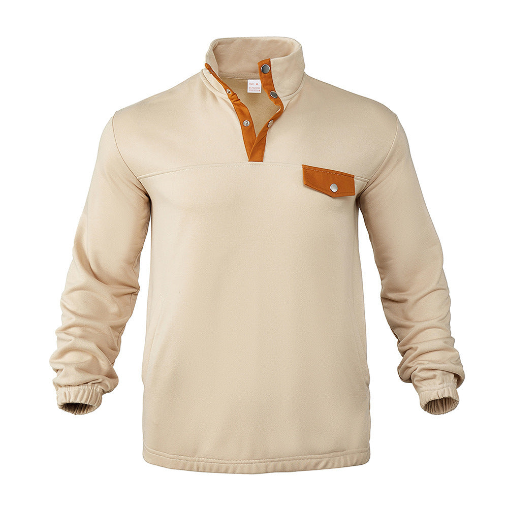 Herren Fleece-Pullover mit modernem Stehkragen und aufgesetzter Brusttasche Krohn-e