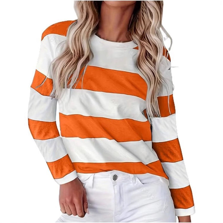 Damen lässiges gestreiftes Langarmshirt Krohn-e