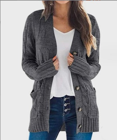 Damen Strickjacke mit strukturiertem Kabelmuster und praktischen Taschen Krohn-e