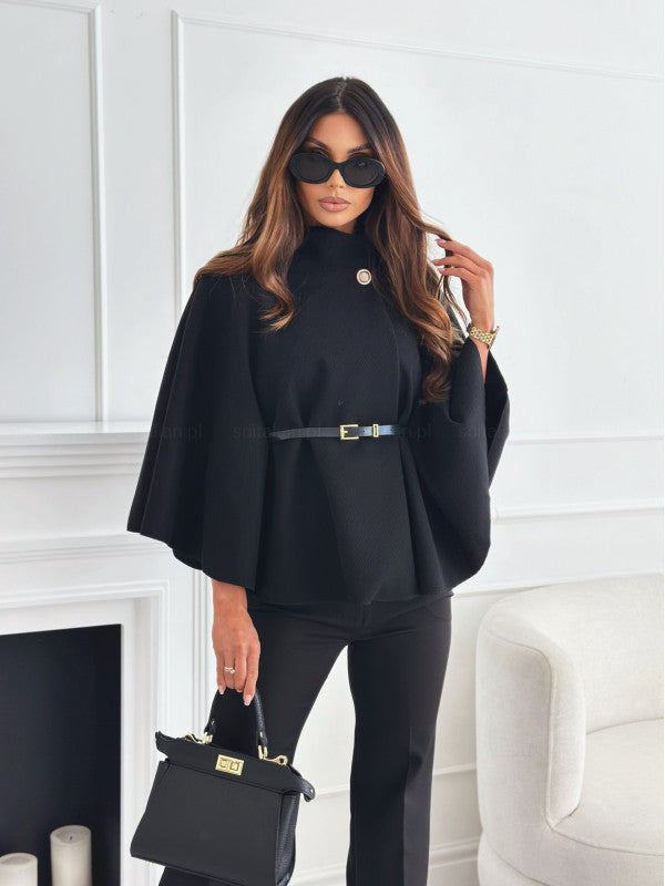 Damen Cape-Jacke mit stylischem Gürtel und eleganter Struktur Krohn-e