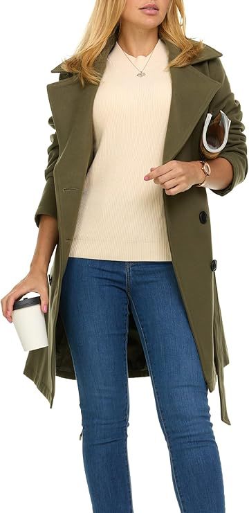 Damen Trenchcoat mit asymmetrischem Saum und breitem Kragen Krohn-e