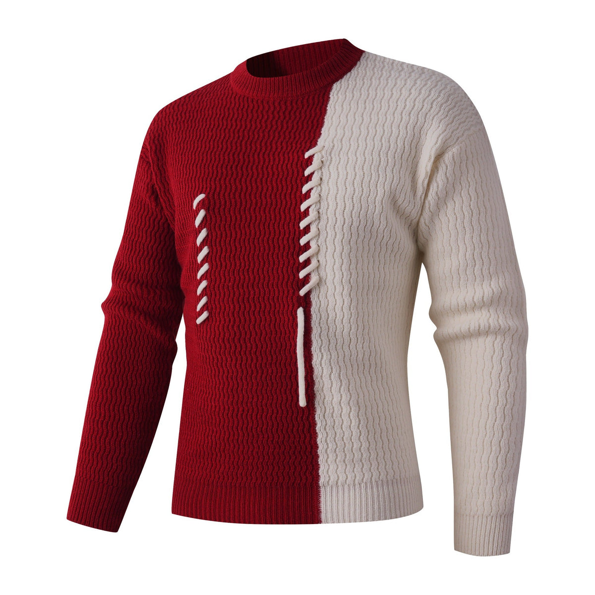 Herren Strickpullover mit modernem Zopfmuster und kontrastierenden Details Krohn-e