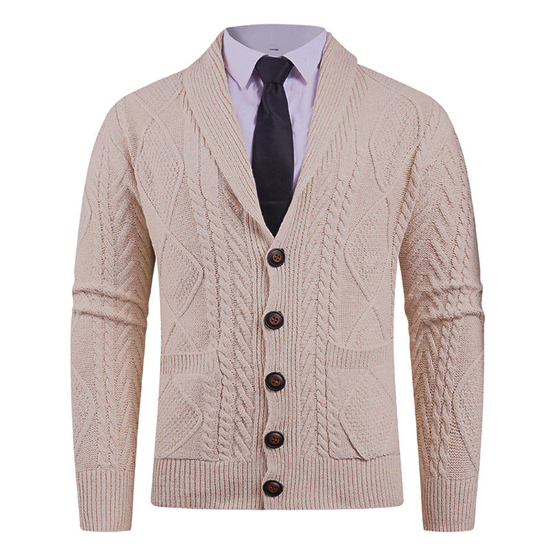 Herren Strickjacke mit markantem Zopfmuster und stilvollem Schalkragen Krohn-e
