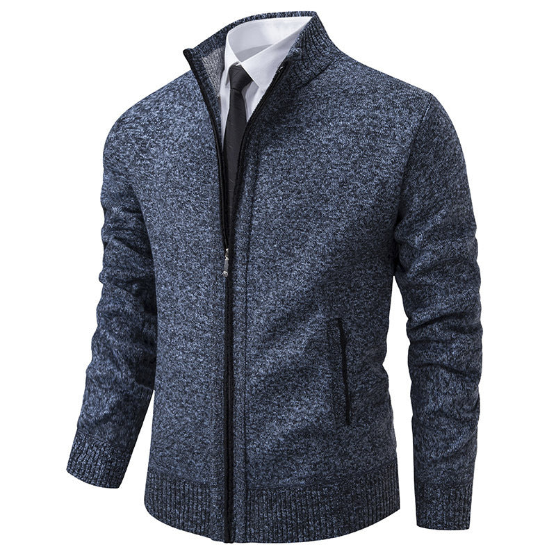Herren sportliche Strickjacke mit Stehkragen und Reißverschluss Krohn-e