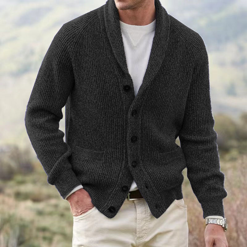 Herren Strickjacke mit trendigem Grobstrickmuster und praktischen Taschen Krohn-e