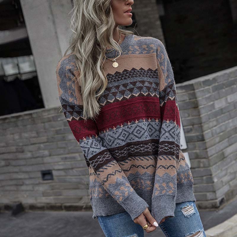 Krohn-e | Geometrischer Strickpullover Mit Stilvollem Muster