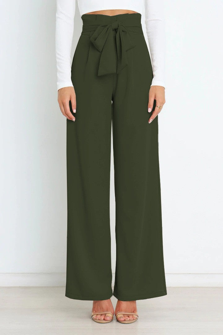 Damen Weitgeschnittene Hose mit dekorativem Bindegürtel Krohn-e