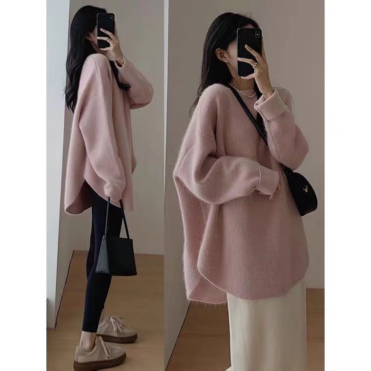 Krohn-e | Pullover - Damen Herbst Mid-Length Oversized Pullover