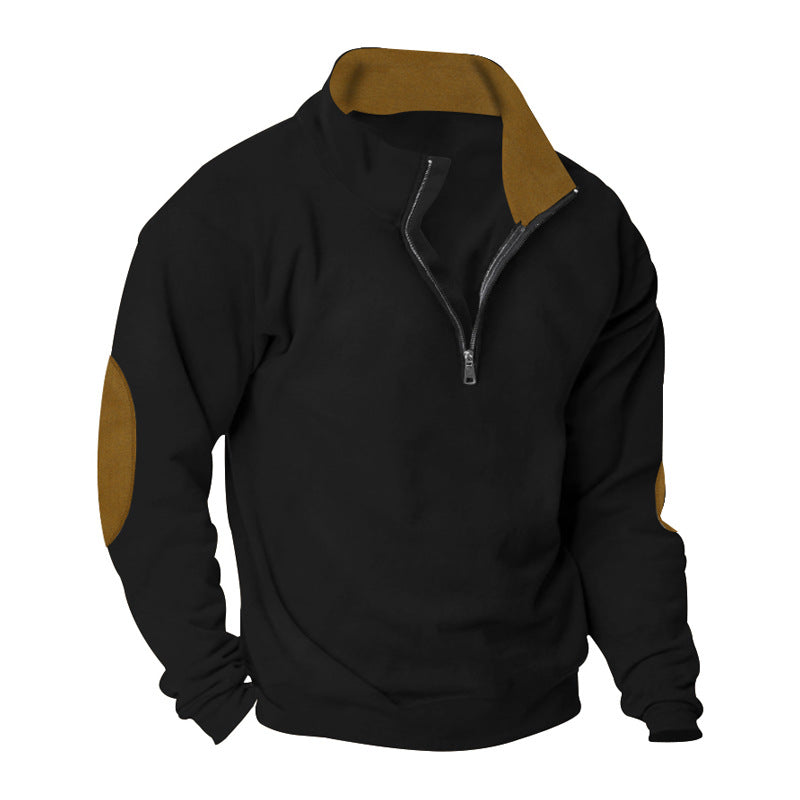 Herren Fleece Sweatshirt mit Stehkragen und schicken Kontrastärmel Krohn-e