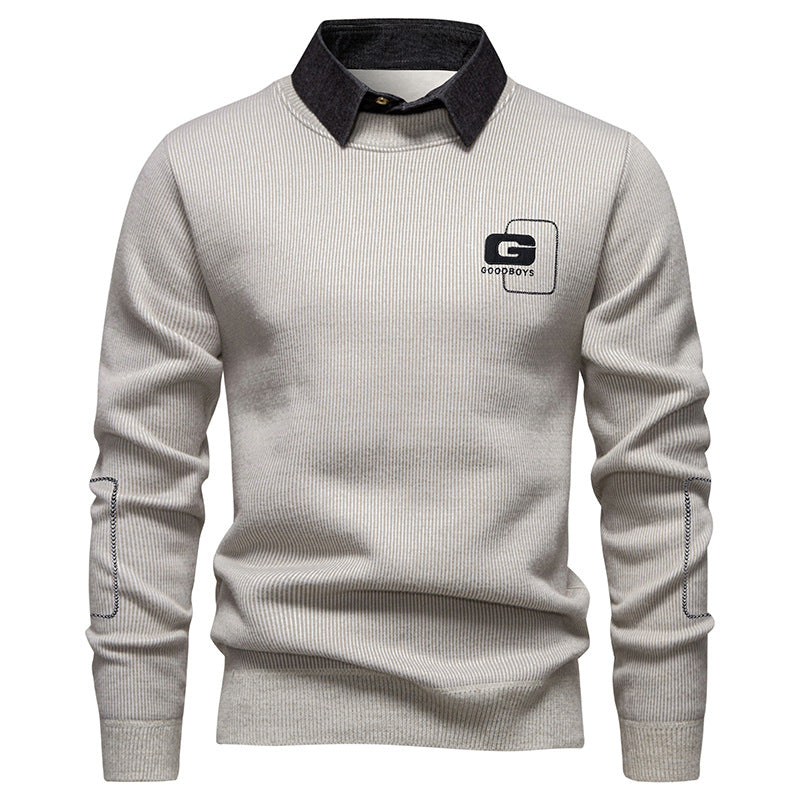 Herren eleganter Pullover mit Kragen und feinem Strickmuster Krohn-e