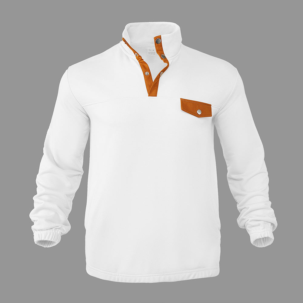 Herren Fleece-Pullover mit modernem Stehkragen und aufgesetzter Brusttasche Krohn-e