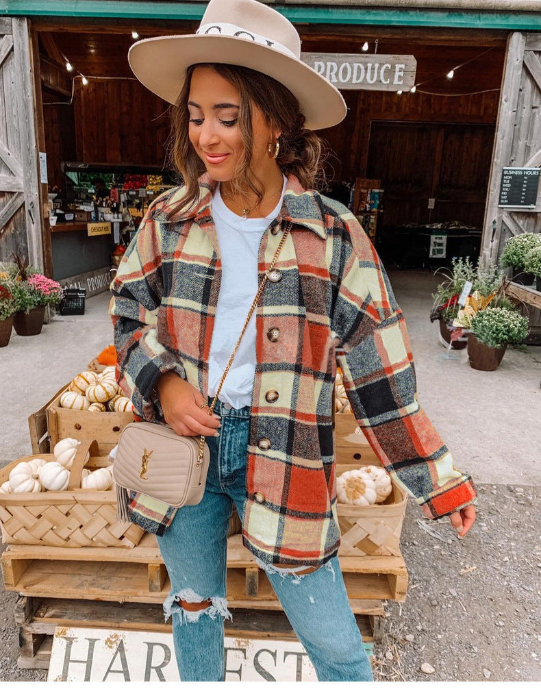 Damen lässige karierte Flanelljacke mit Knopfdetails Krohn-e