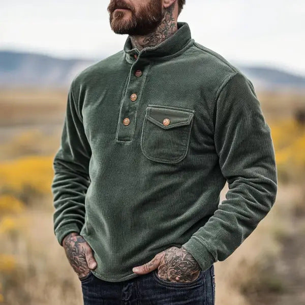 Herren Fleece-Hemd mit Knopfleiste und Brusttasche Krohn-e