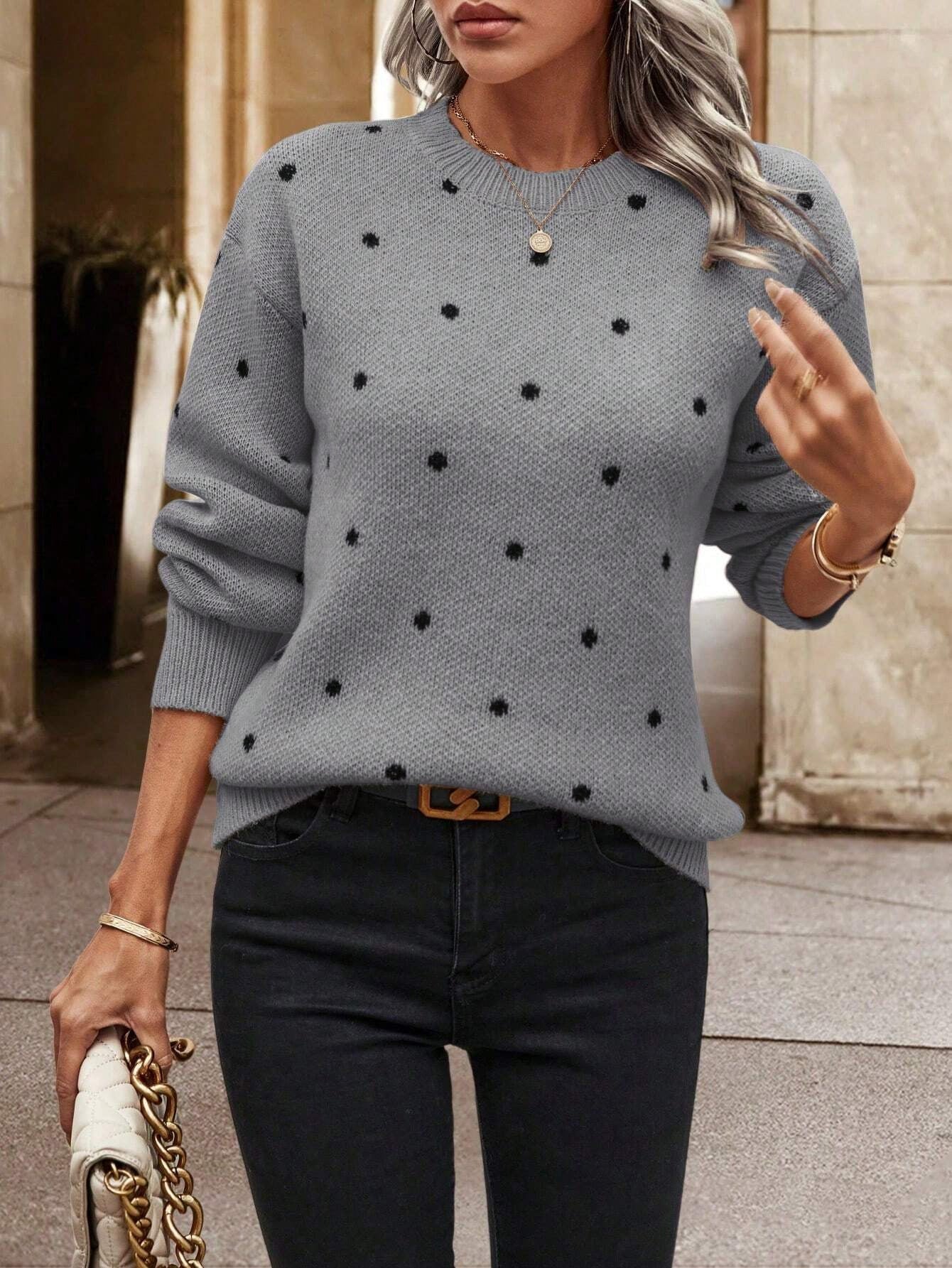 Damen Pullover mit strukturiertem Punktdesign Krohn-e