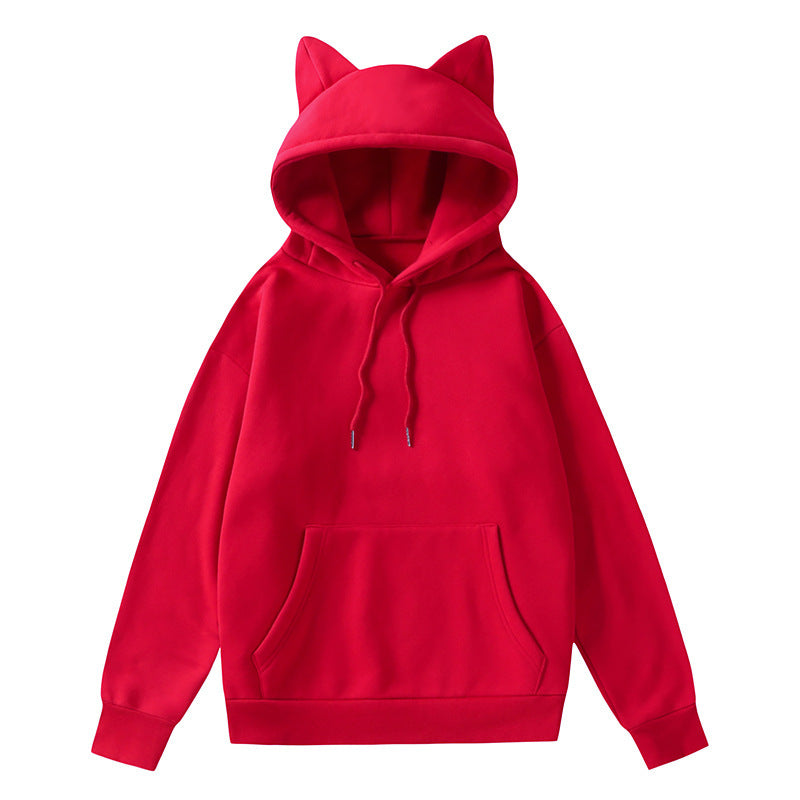 Damen Kapuzenpullover mit Katzenohren und weichem Innenfutter Krohn-e