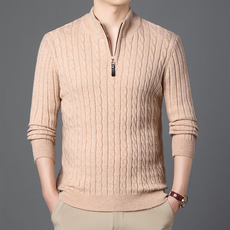 Herren Hochwertiger Strickpullover mit modernem Zipper und Detailstruktur Krohn-e