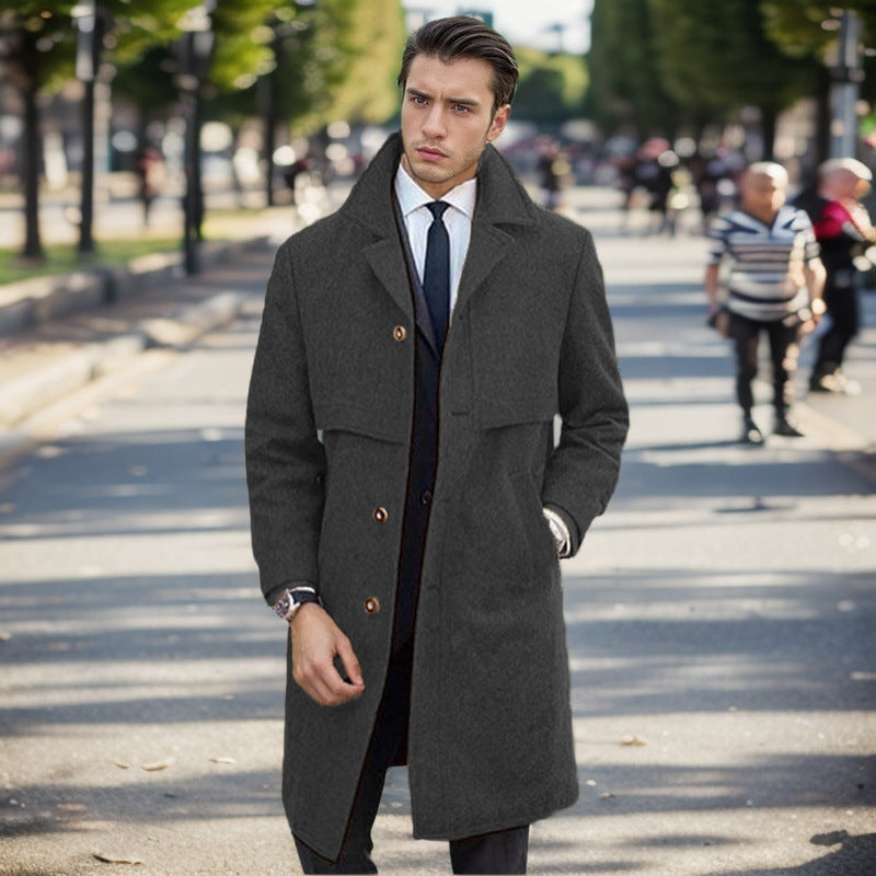 Herren eleganter Wollmantel mit doppelter Knopfleiste und modernem Design Krohn-e