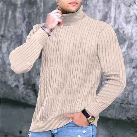 Herren Strickpullover mit modernem Rippmuster und hohem Kragen Krohn-e